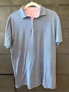 Tailorbyrd Heather Blue Polo with Pink Contrast Collar
